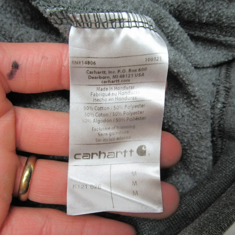 Carhartt‎ Hoodie Mens Medium Gray Loose Fit Midweight Pullover K121 026 LOGO